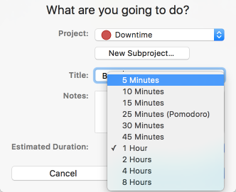 Screenshot of the "Start Task" dialog in Timing