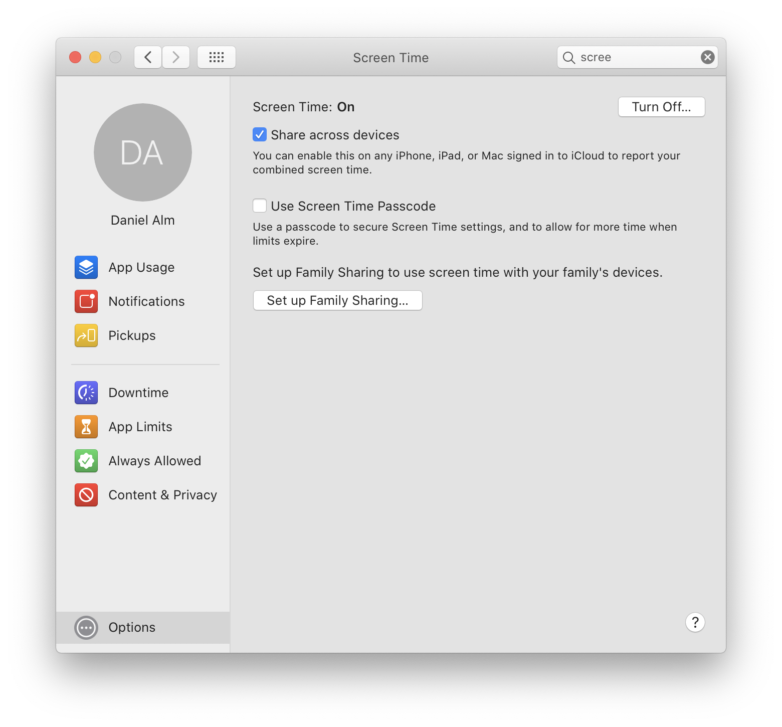 Screen Time for macOS 10.15 screenshot