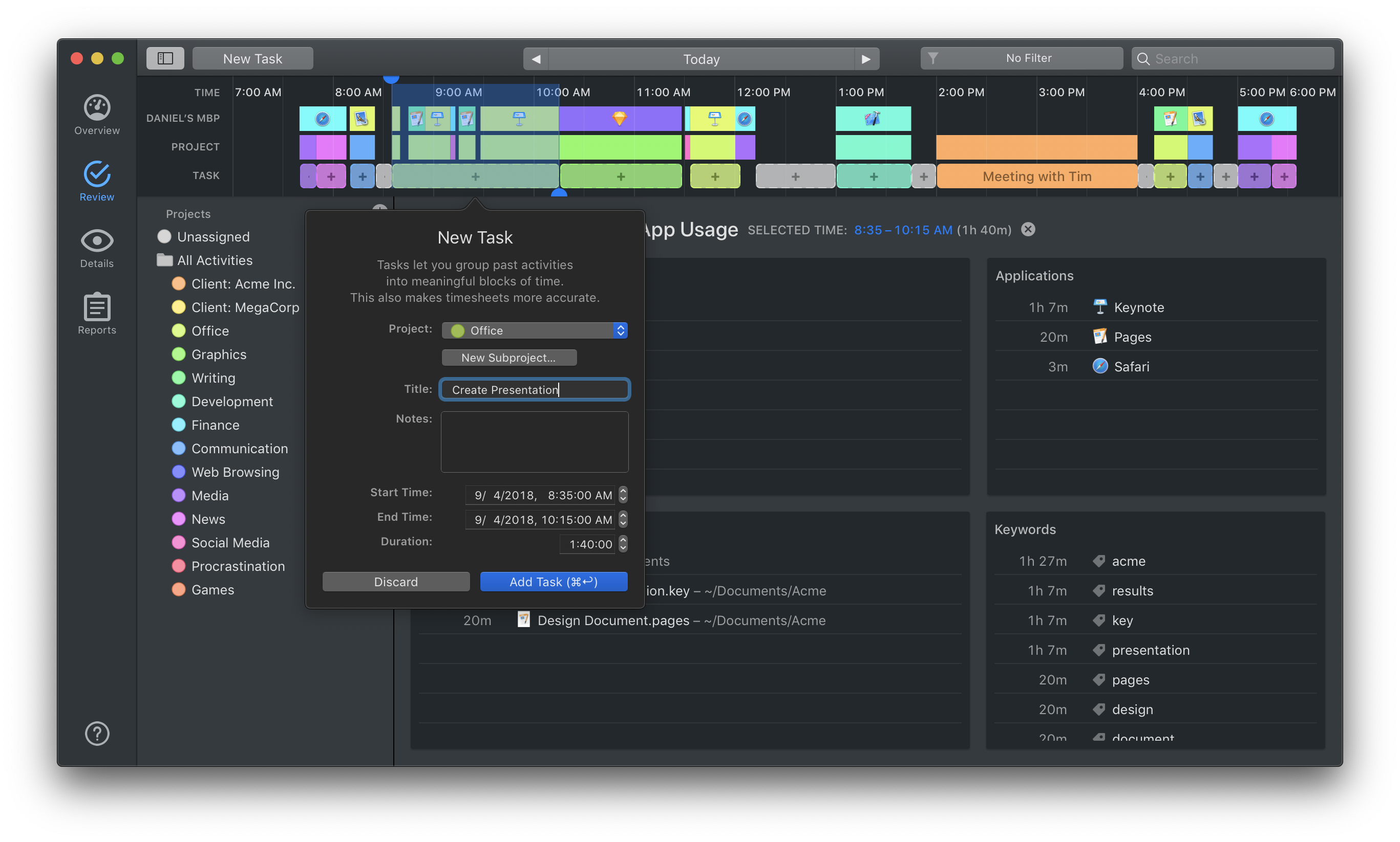 Tracking time when editing video and podcasts.