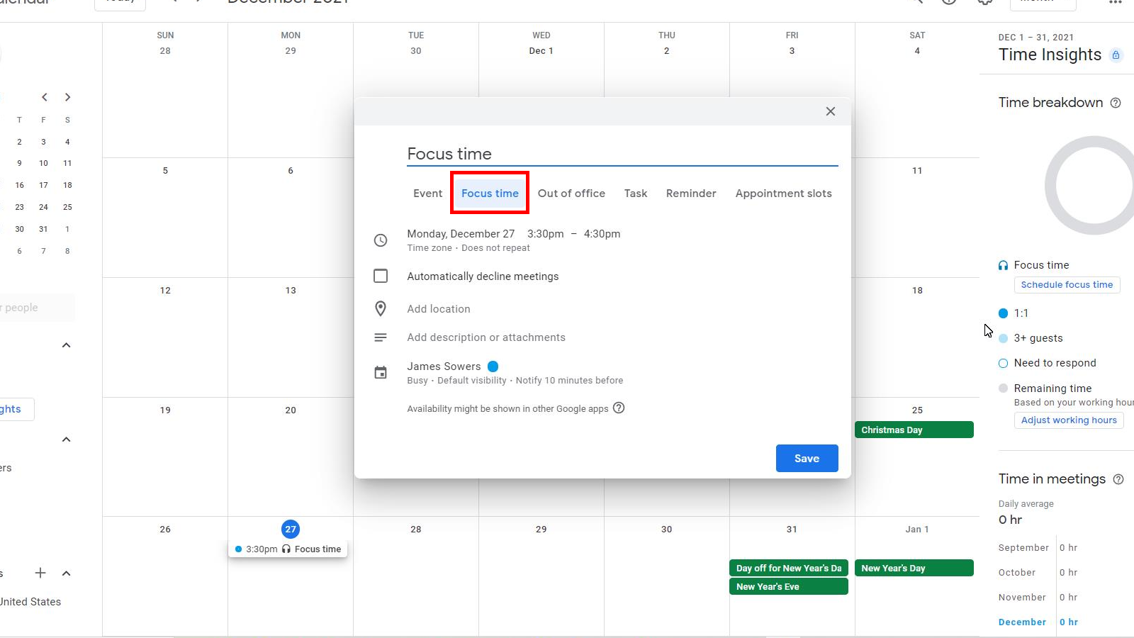 Google Calendar Time Insights Review