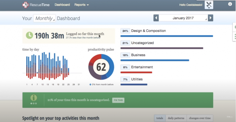 rescuetime time tracking tool