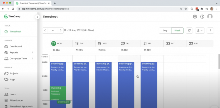 timecamp time tracking tool