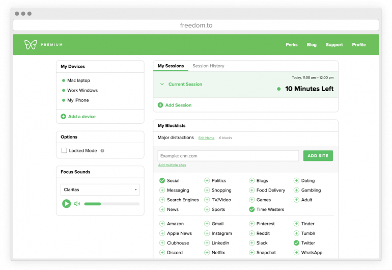 Freedom dashboard