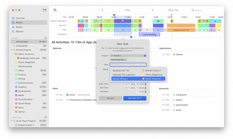 timing detailed time reports for mac users