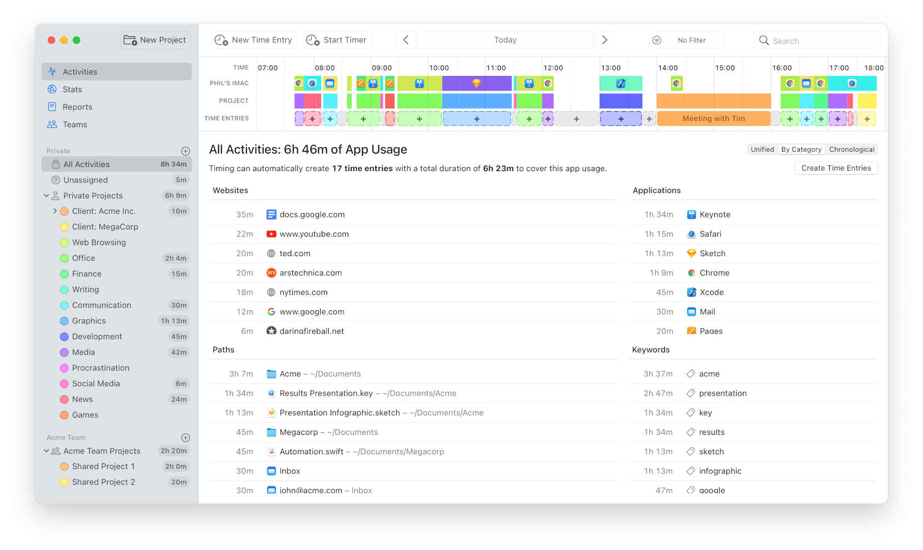 Team time tracking app