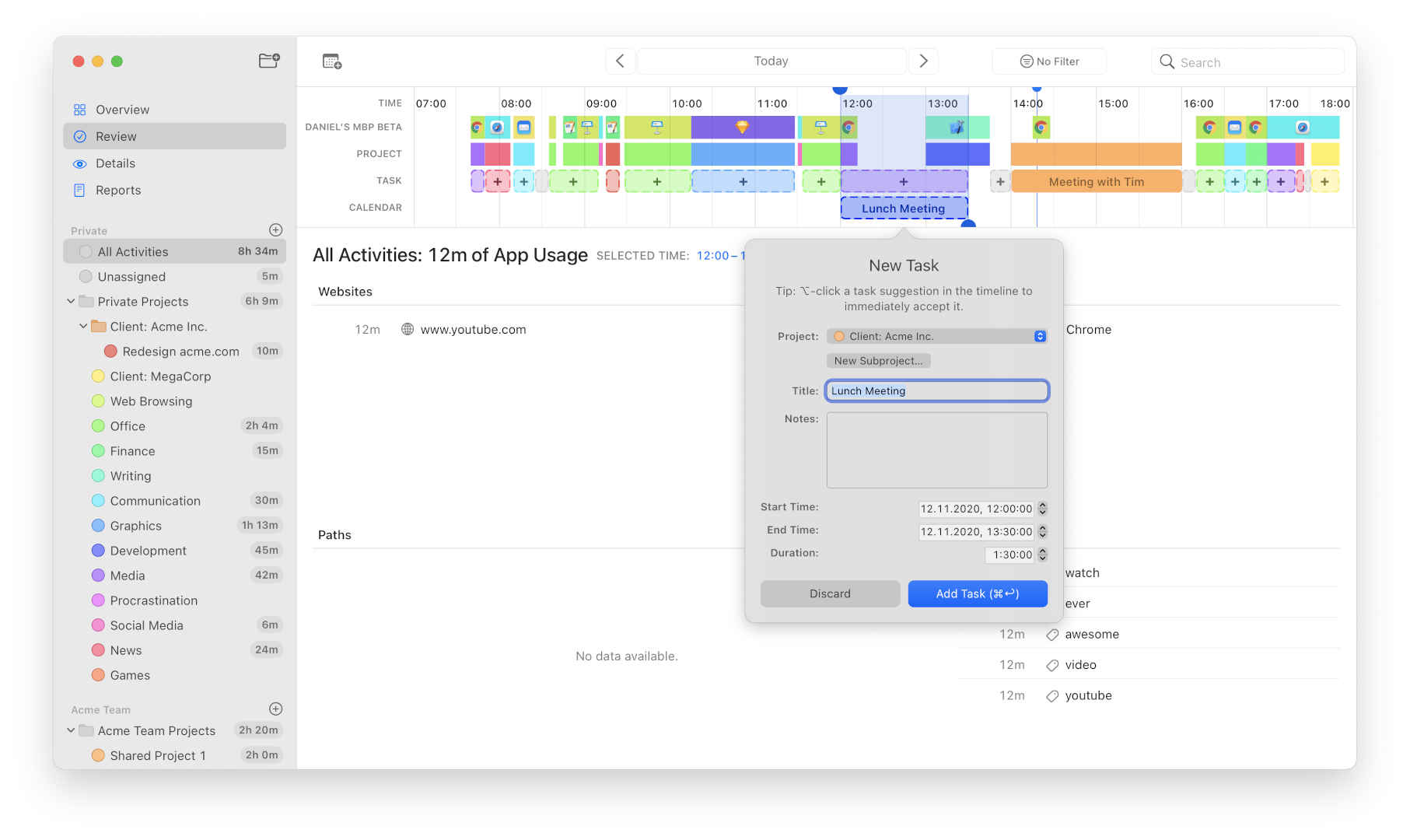 Team time tracking app