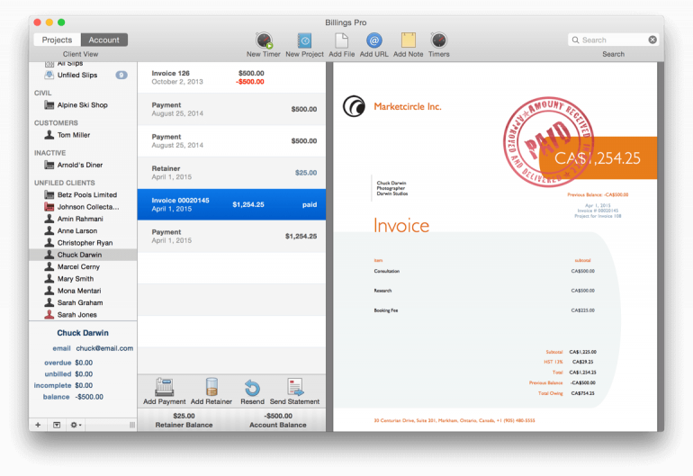 billings pro invoicing software for mac users