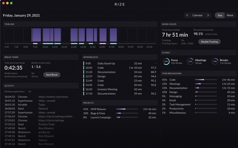 Rize time tracking app for mac