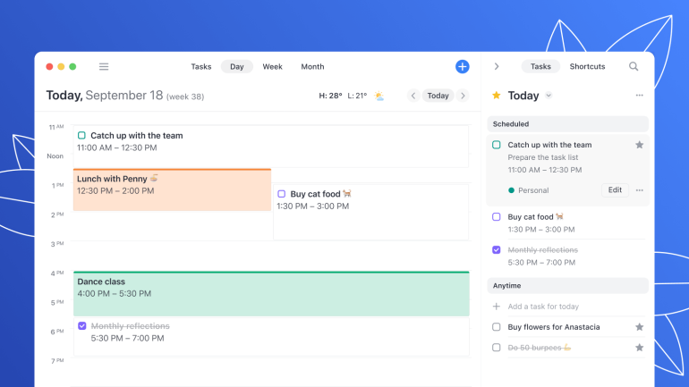 Calendars by Readdle day view with events and tasks