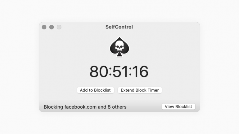 SelfControl app for Mac