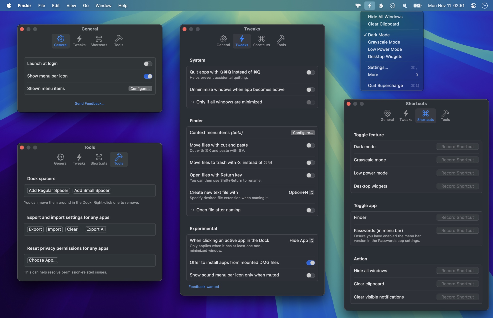 Supercharge menu bar app