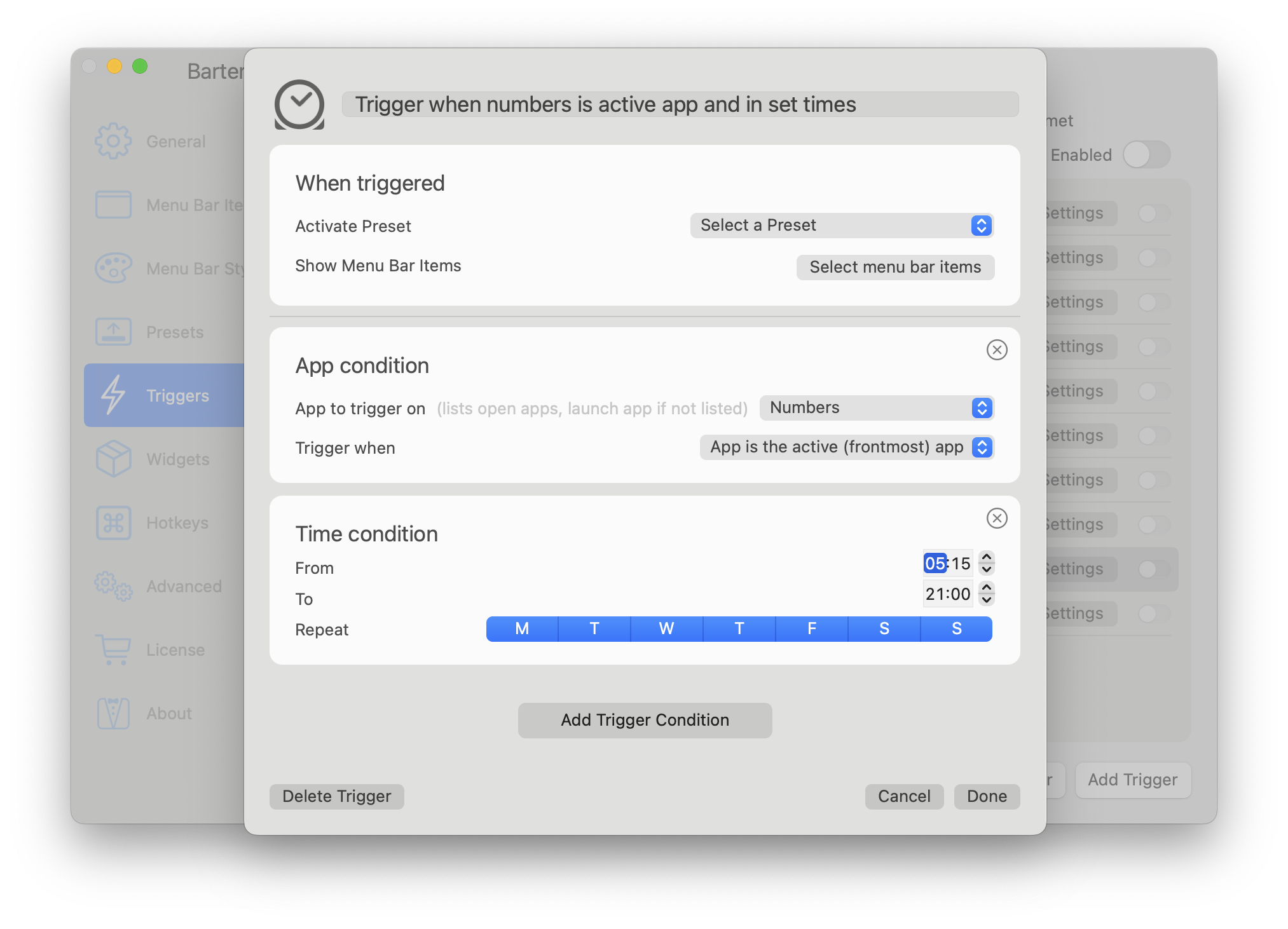 Bartender menu bar app