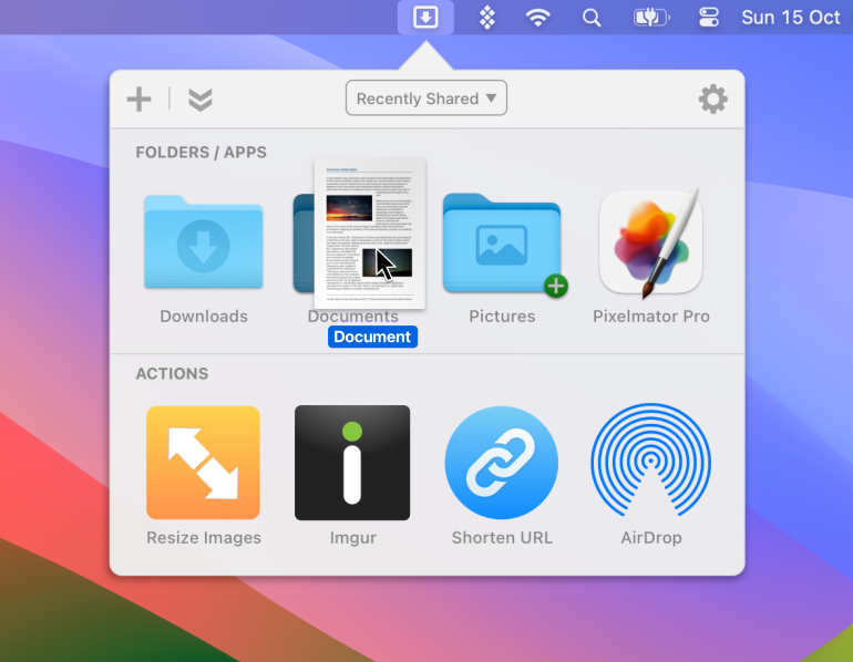 Dropzone 5 menu bar app