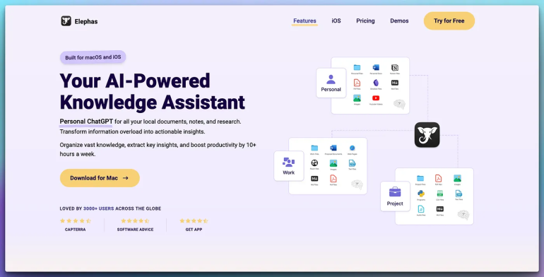 Elephas menu bar app