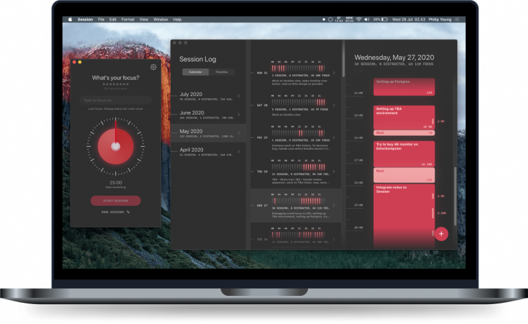Session Pomodoro focus timer for Mac