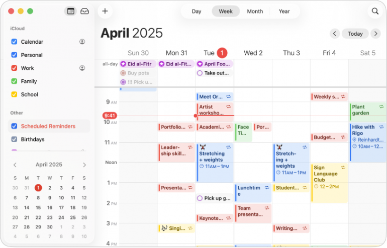 Apple Calendar app on Mac