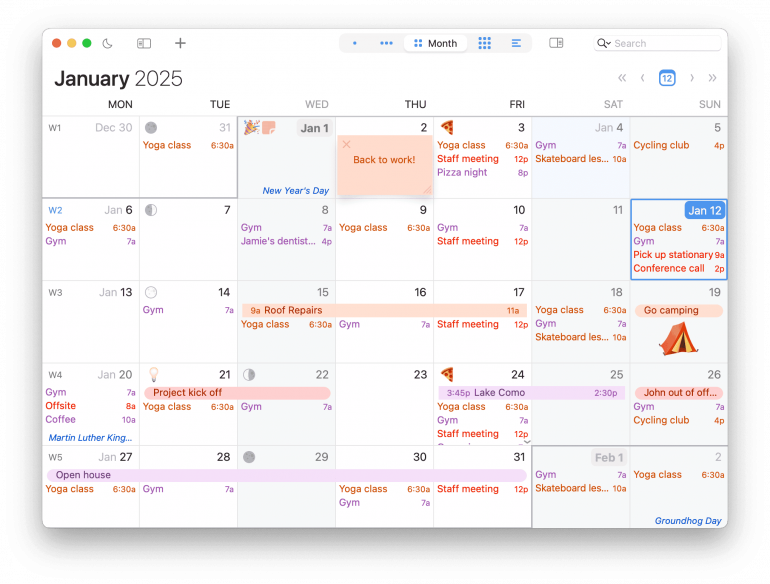 BusyCal calendar app for Mac