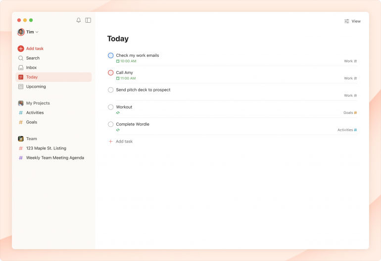 Todoist task manager on Mac