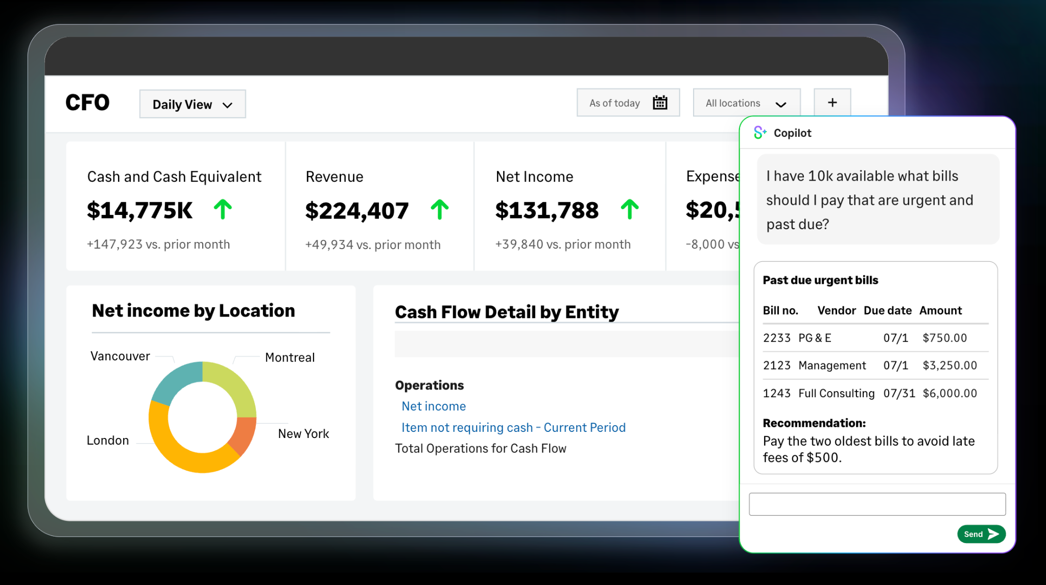 Sage Intacct dashboard