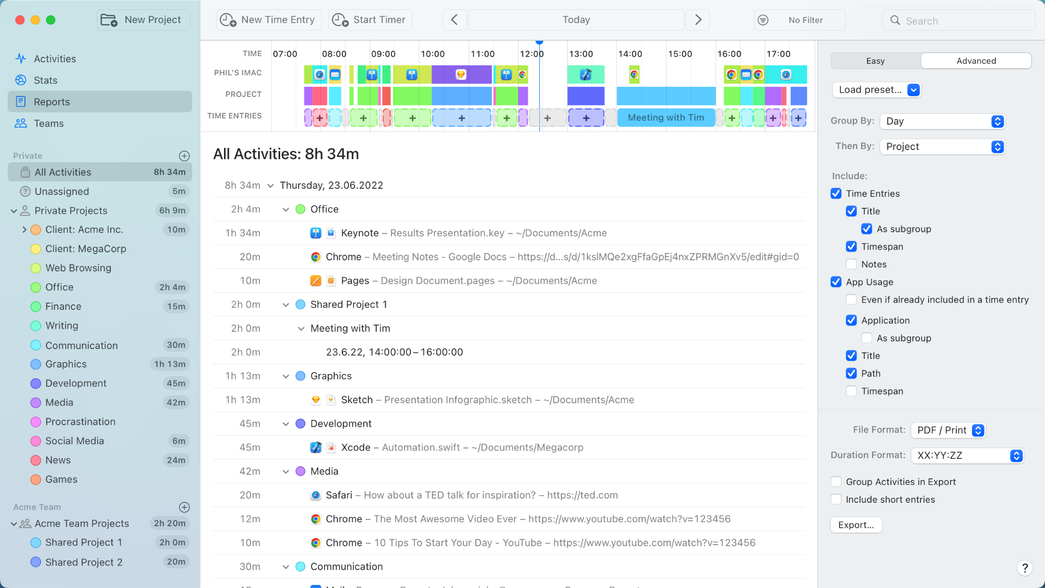 Timing app tracking billable hours