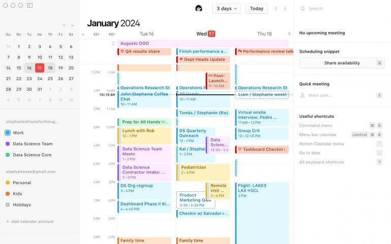 Notion Calendar timeboxing and time blocking on Mac