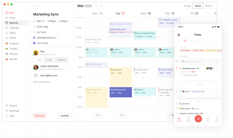Routine timeboxing planner for Mac with tasks and calendar