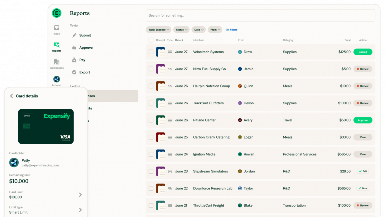 Expensify receipt scanning dashboard on Mac