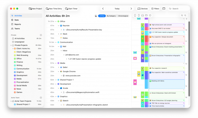 Timing automatic time tracking app for Mac