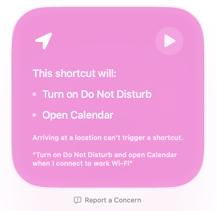 Describe a Shortcut in the Shortcuts app on macOS 27