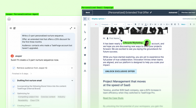 Jasper Personalization Agent drafting a nurture email sequence